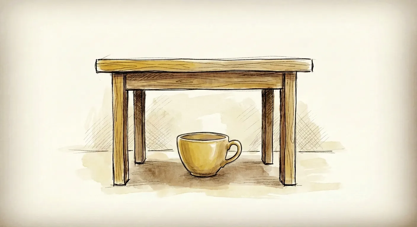 cup under table